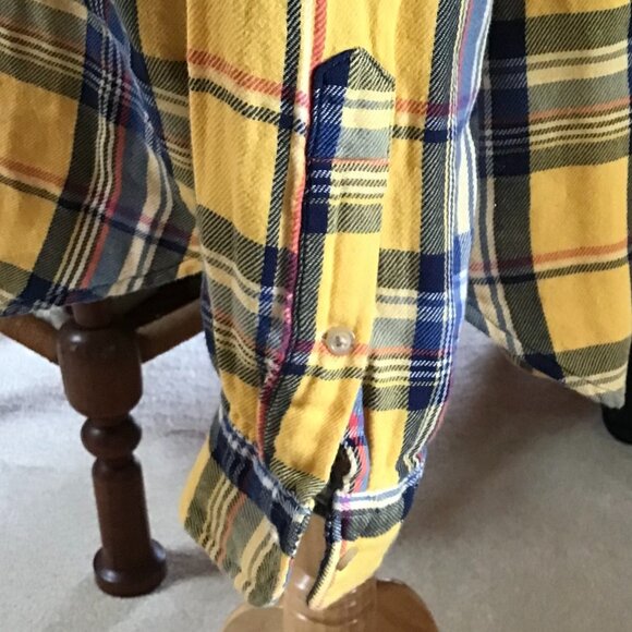 RALPH LAUREN Men’s Yellow, Blue and Red Plaid Flannel Classic Fit Shirt – L - Picture 8 of 12